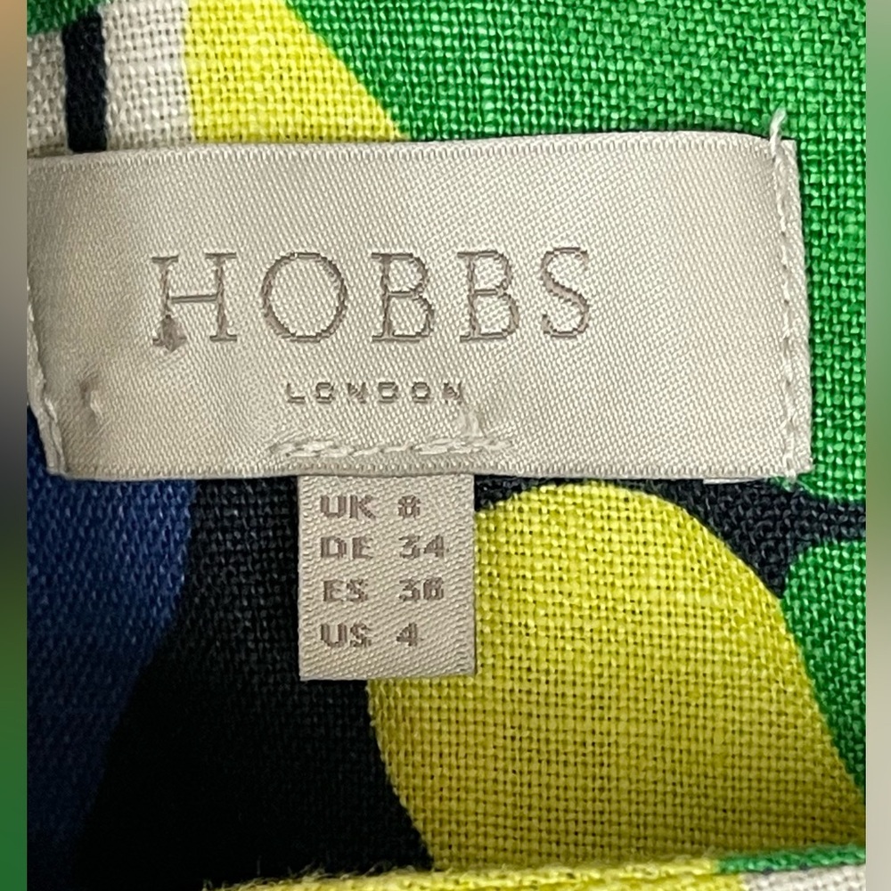 HOBBS Twitchill Fit & Flare Midi 100% Linen Midi Dress Floral Retro Cott… - Picture 7 of 9